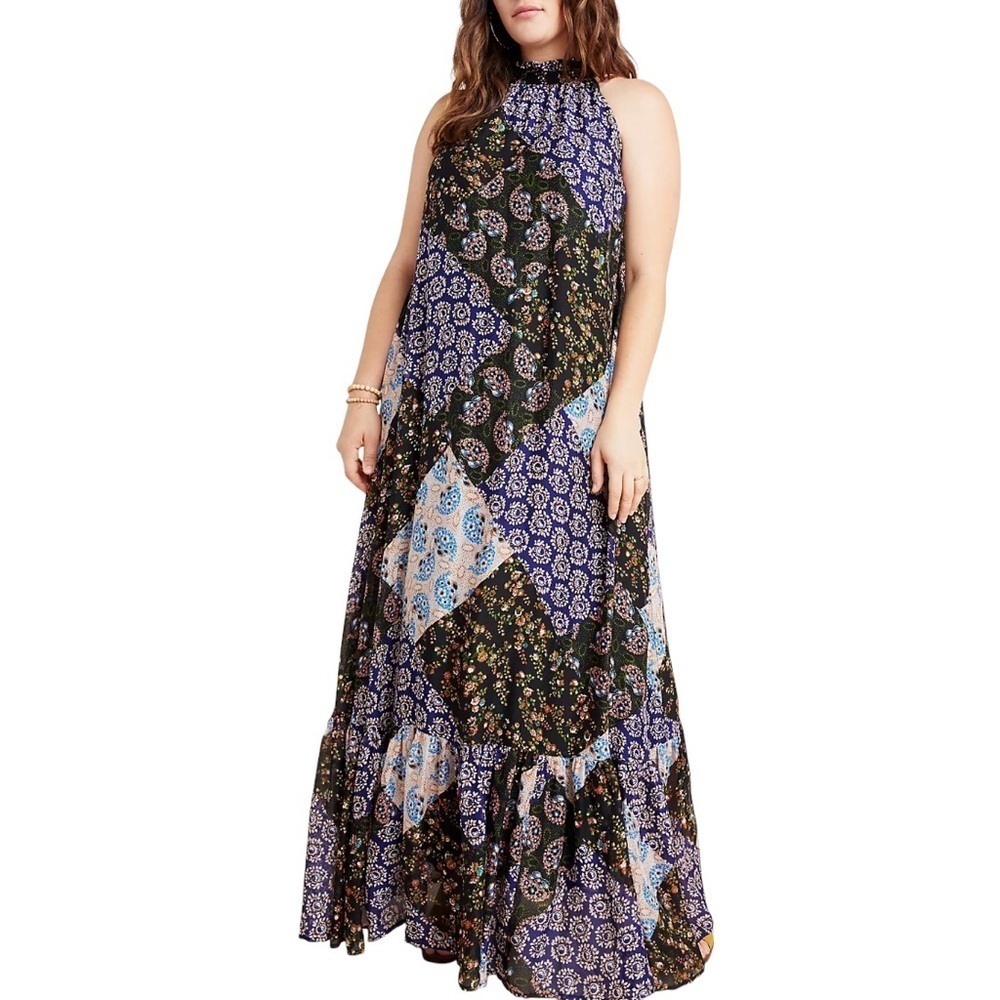 MAEVE‎ x ANTHROPOLOGIE Katrina Patchwork Boho Maxi Dress